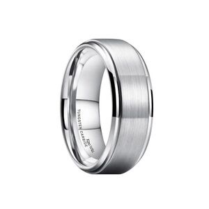 King Will Tungsten Carbide Silver Tone Etched Wedding Band for Men or Women